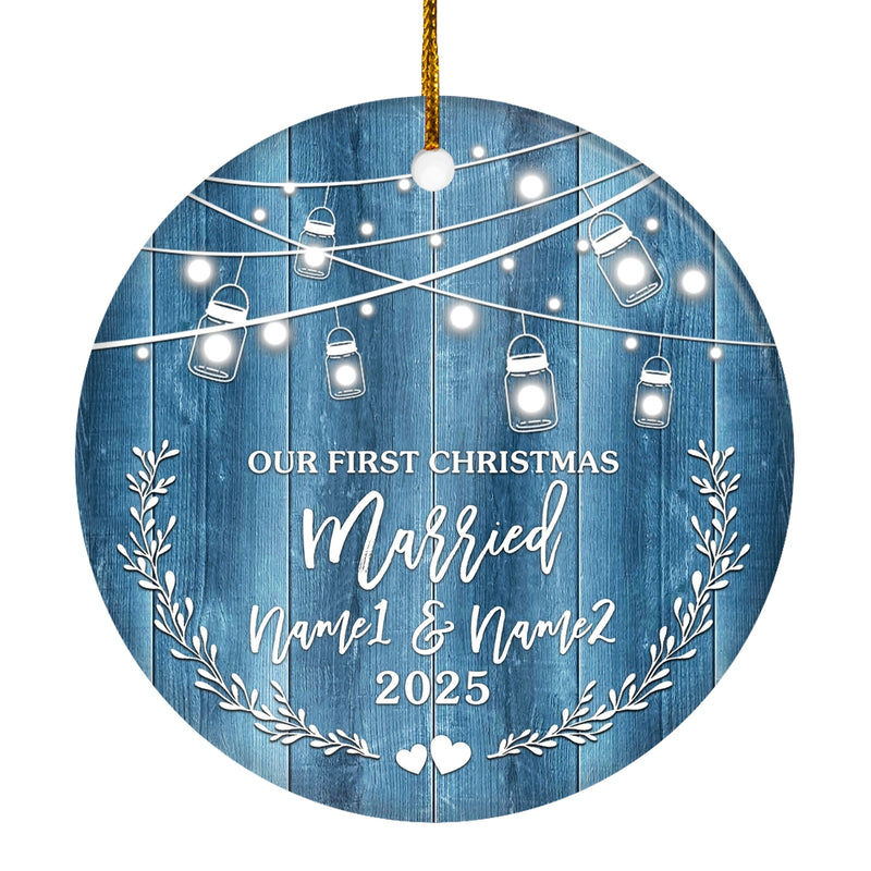 Personalize Our 1st Christmas Married Ornament 2024 Custom With Name for Couples Husband Wife Wedding Newlywed Decoration Customized Christmas Tree Ornament Circle Ornament Mockup 1 800x.jpg