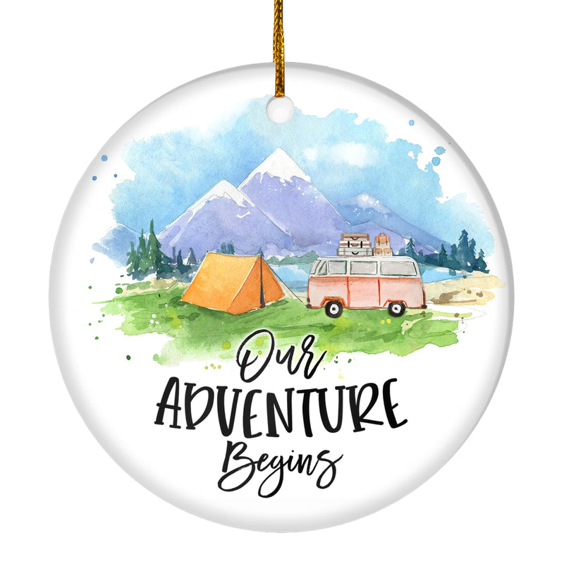 First Christmas Ornaments Rustic With Red Truck And Green Tree First XMAS Wedding Presents For Newlywed Our Adventure Begins Holiday Christmas Tree Ornament Circle Ornament Mockup 1 800x.jpg