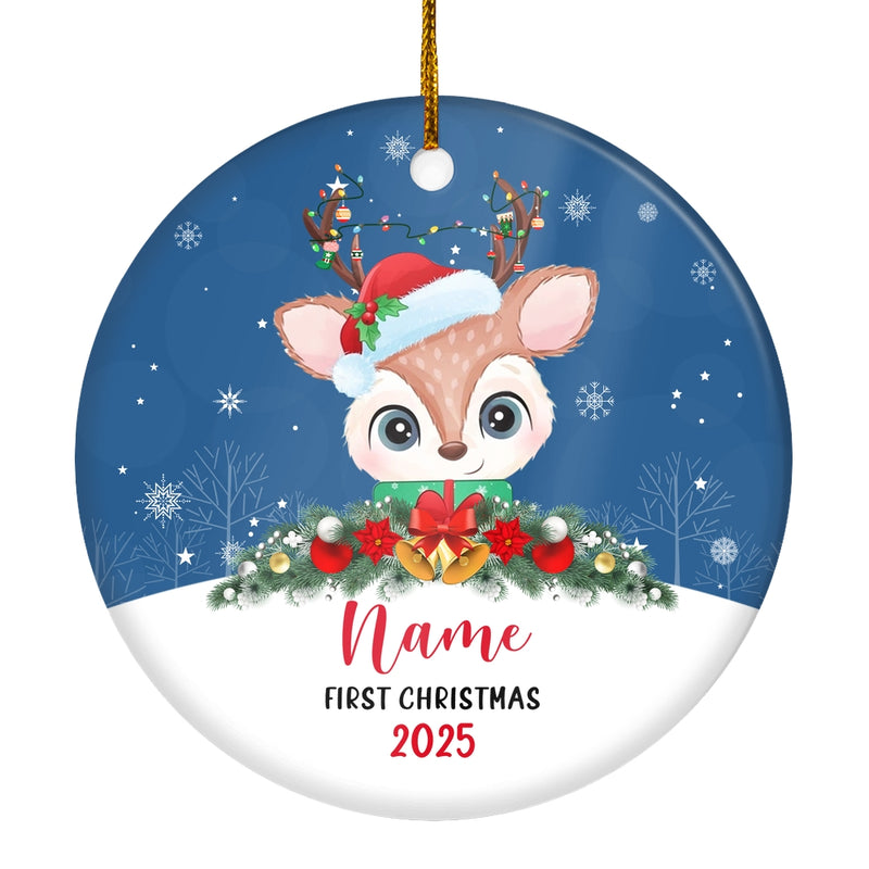 Personalized First Christmas Baby Ornament Custom Baby s Name Cute Deer First Christmas Baby 03 Customized Christmas Tree Ornament Circle Ornament Mockup 1 800x.jpg