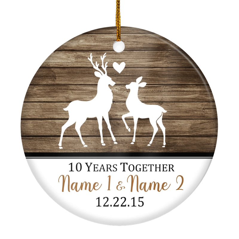 Personalized Deer Couple Anniversary 1st 5th 10th 20th Christmas Ornament Rustic Keepsake for Husband Wife with Names Date Customized Christmas Tree Ornament Circle Ornament Mockup 1 800x.jpg