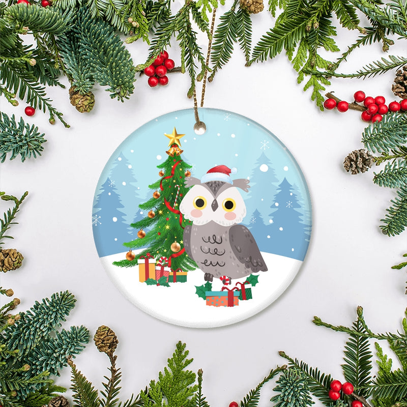 Merry Christmas Tree Owl Christmas Tree Ornament Circle Ornament Mockup 2 800x.jpg