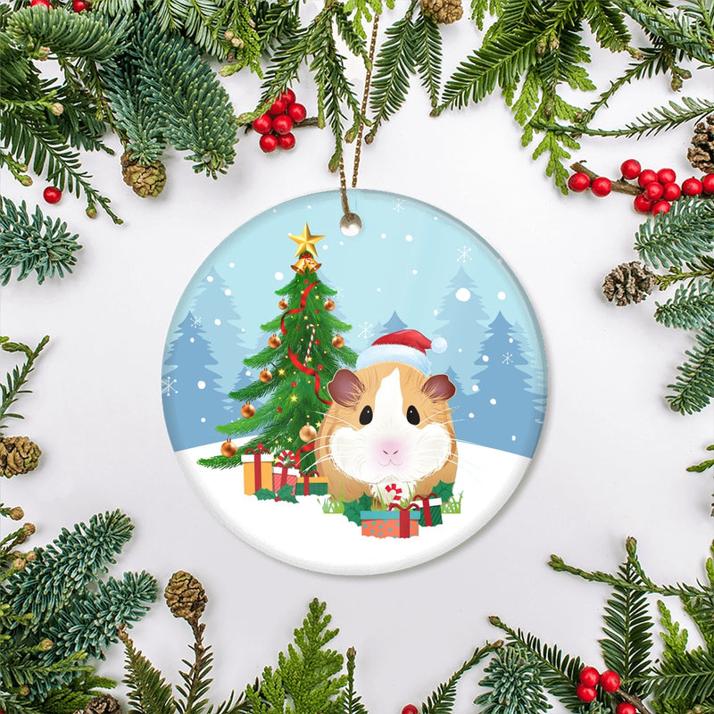 Merry Christmas Tree Guinea Pig Christmas Tree Ornament Circle Ornament Mockup 2 800x.jpg