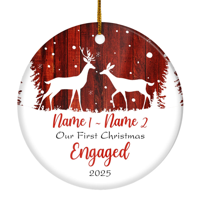 Personalized Deer First Christmas Engaged Ornament Gifts for Couple Spouses Newly Married Anniversary Day Christmas Tree Ornament Circle Ornament Mockup 1 800x.jpg