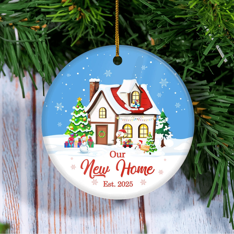 Our New Home Ornament Est 2024 Christmas Housewarming Gift First Time House Homeowner 1st Holiday New Property Christmas Tree Ornament Circle Ornament Mockup 3 800x.jpg