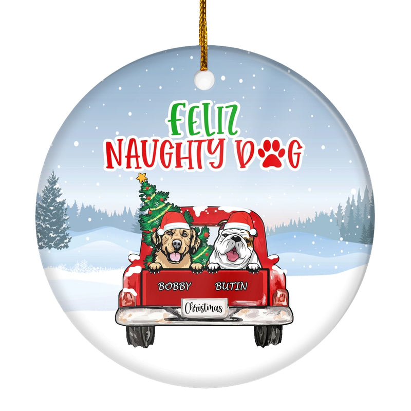 Personalized Dog Ornament Christmas Red Feliz Naughty Dog Pet Custom Gift for Dog Lovers Customized Christmas Tree Ornament Circle Ornament Mockup 1 800x.jpg
