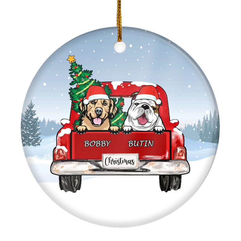 Personalized Dog Ornament Christmas Red Car Pet Custom Gift for Dog Lovers Customized Christmas Tree Ornament Circle Ornament Mockup 1 800x.jpg