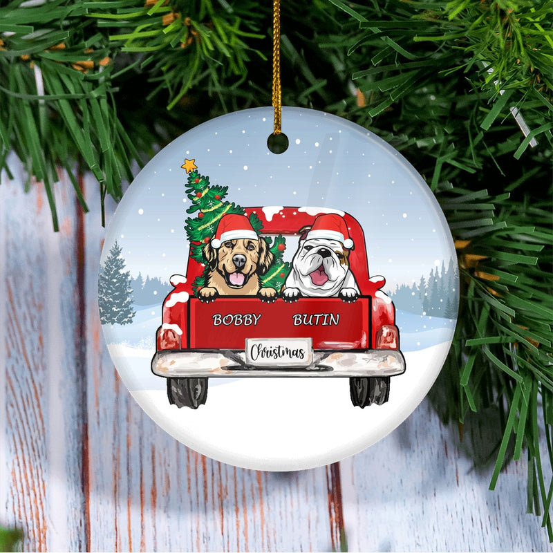 Personalized Dog Ornament Christmas Red Car Pet Custom Gift for Dog Lovers Customized Christmas Tree Ornament Circle Ornament Mockup 3 800x.jpg