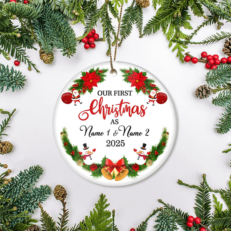 Personalized Custom Our First Christmas Merry Christmas Gift For New Home Customized Christmas Tree Ornament Circle Ornament Mockup 2 800x.jpg