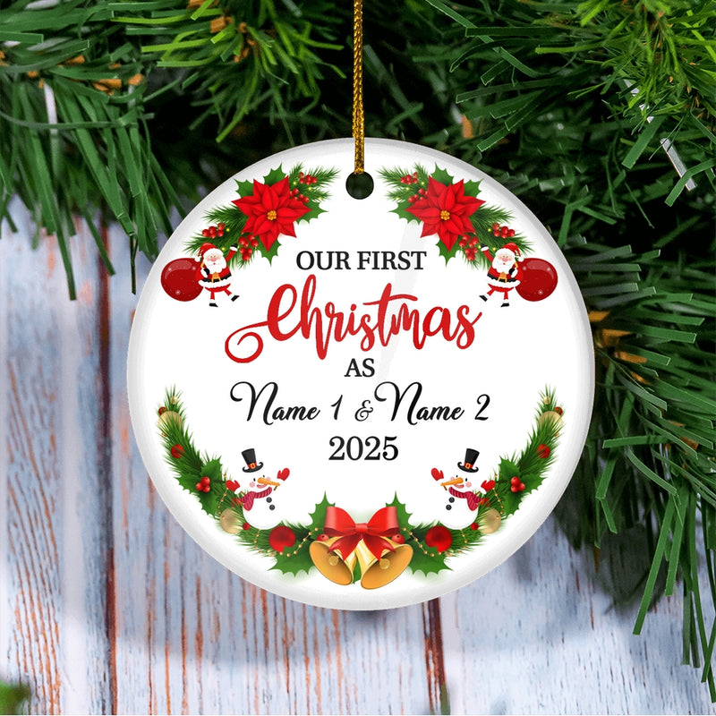 Personalized Custom Our First Christmas Merry Christmas Gift For New Home Customized Christmas Tree Ornament Circle Ornament Mockup 3 800x.jpg