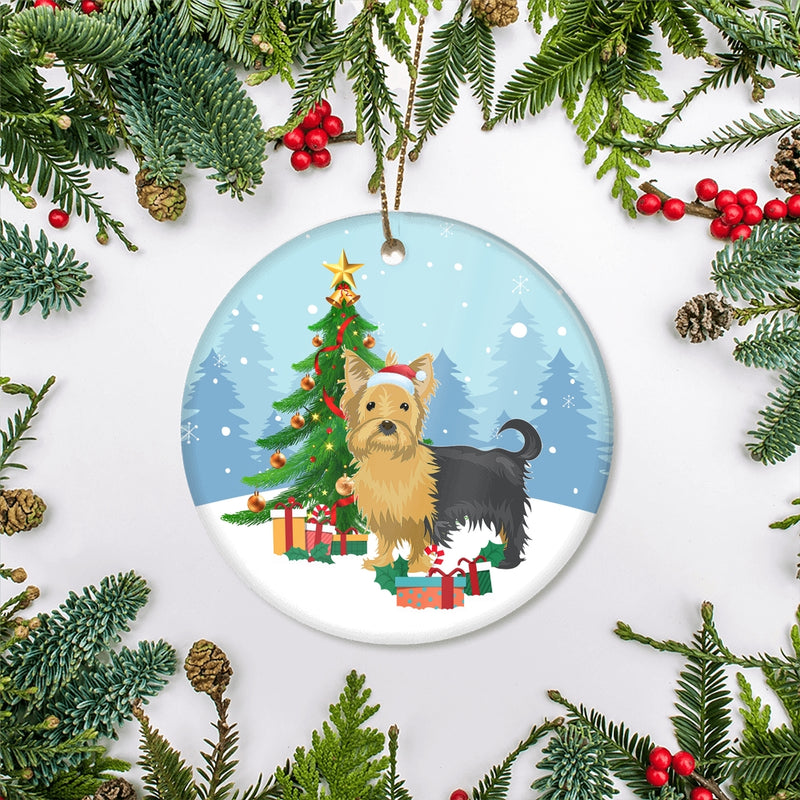 Merry Christmas Tree Yorkie Christmas and Dogs Gift for Dog Lovers Christmas Tree Ornament Circle Ornament Mockup 2 800x.jpg