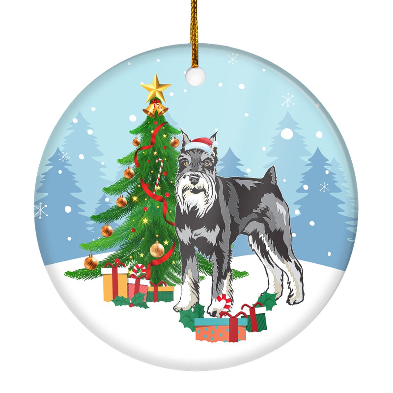 Merry Christmas Tree Schnauzer Christmas and Dogs Gift for Dog Lovers Christmas Tree Ornament Circle Ornament Mockup 1 800x.jpg