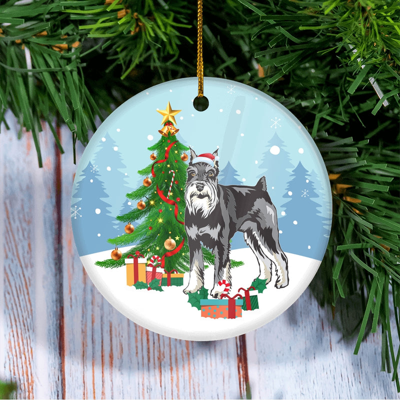 Merry Christmas Tree Schnauzer Christmas and Dogs Gift for Dog Lovers Christmas Tree Ornament Circle Ornament Mockup 3 800x.jpg