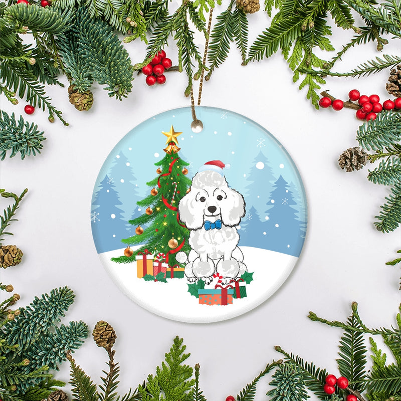 Merry Christmas Tree Poodle Christmas and Dogs Gift for Dog Lovers Christmas Tree Ornament Circle Ornament Mockup 2 800x.jpg