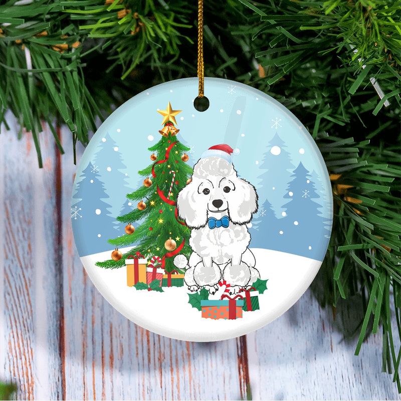 Merry Christmas Tree Poodle Christmas and Dogs Gift for Dog Lovers Christmas Tree Ornament Circle Ornament Mockup 3 800x.jpg