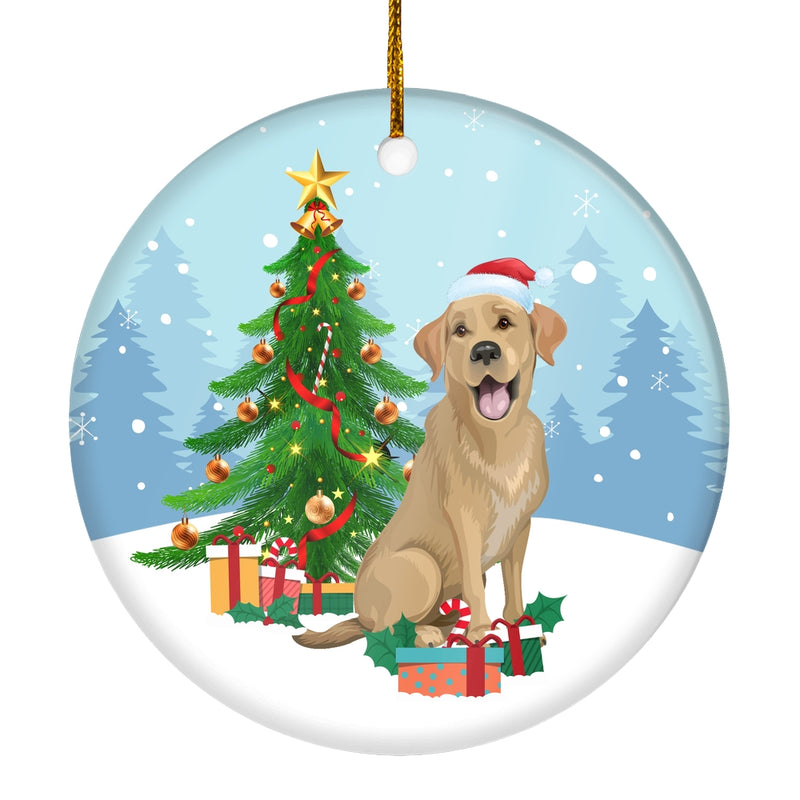 Merry Christmas Tree Labrador Christmas and Dogs Gift for Dog Lovers Christmas Tree Ornament Circle Ornament Mockup 1 800x.jpg