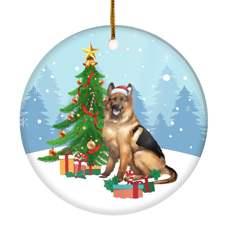 Merry Christmas Tree German Shepherd Christmas and Dogs Gift for Dog Lovers Christmas Tree Ornament Circle Ornament Mockup 1 800x.jpg