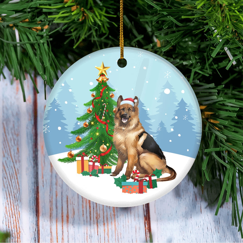 Merry Christmas Tree German Shepherd Christmas and Dogs Gift for Dog Lovers Christmas Tree Ornament Circle Ornament Mockup 3 800x.jpg