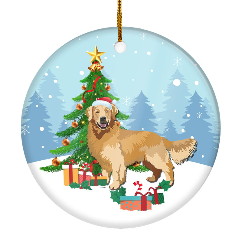 Merry Christmas Tree Golden Retriever Christmas and Dogs Gift for Dog Lovers Christmas Tree Ornament Circle Ornament Mockup 1 800x.jpg