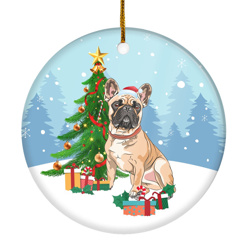 Merry Christmas Tree French Bulldog Christmas and Dogs Gift for Dog Lovers Christmas Tree Ornament Circle Ornament Mockup 1 800x.jpg