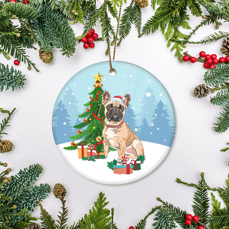 Merry Christmas Tree French Bulldog Christmas and Dogs Gift for Dog Lovers Christmas Tree Ornament Circle Ornament Mockup 2 800x.jpg