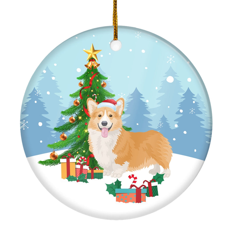 Merry Christmas Tree Corgi Christmas and Dogs Gift for Dog Lovers Christmas Tree Ornament Circle Ornament Mockup 1 800x.jpg