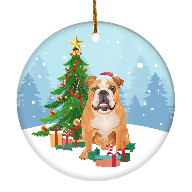 Merry Christmas Tree Bulldog Christmas and Dogs Gift for Dog Lovers Christmas Tree Ornament Circle Ornament Mockup 1 800x.jpg