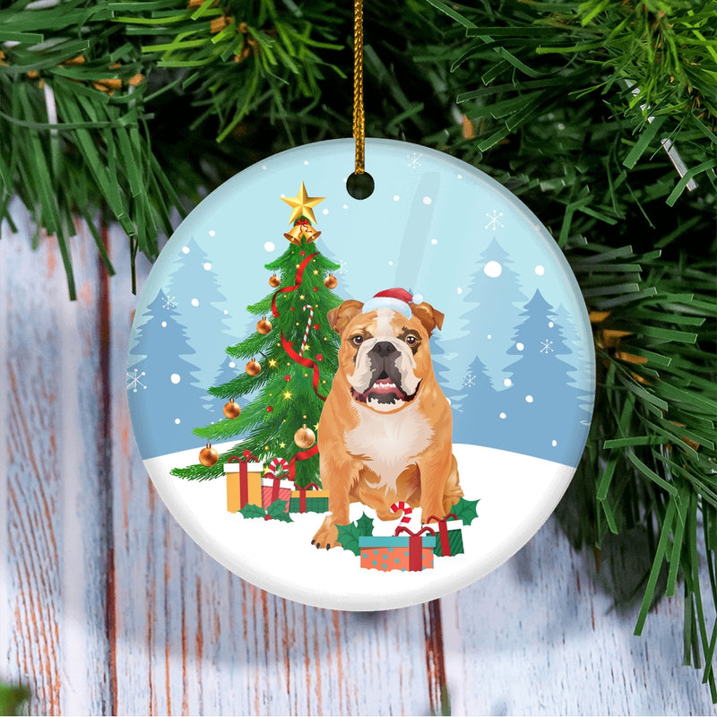 Merry Christmas Tree Bulldog Christmas and Dogs Gift for Dog Lovers Christmas Tree Ornament Circle Ornament Mockup 3 800x.jpg