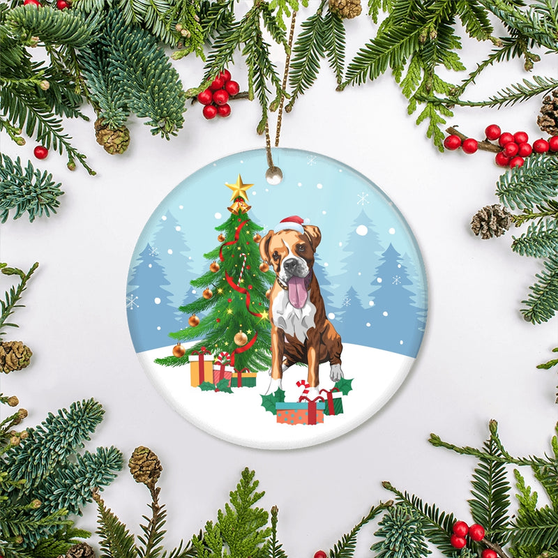 Merry Christmas Tree Boxer Christmas and Dogs Gift for Dog Lovers Christmas Tree Ornament Circle Ornament Mockup 2 800x.jpg