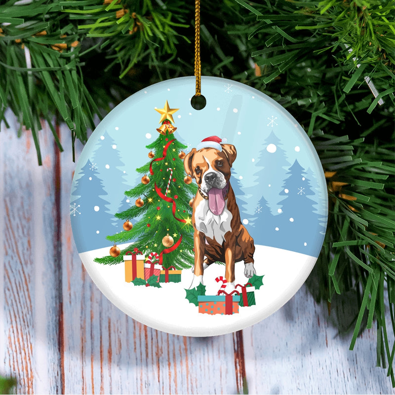 Merry Christmas Tree Boxer Christmas and Dogs Gift for Dog Lovers Christmas Tree Ornament Circle Ornament Mockup 3 800x.jpg