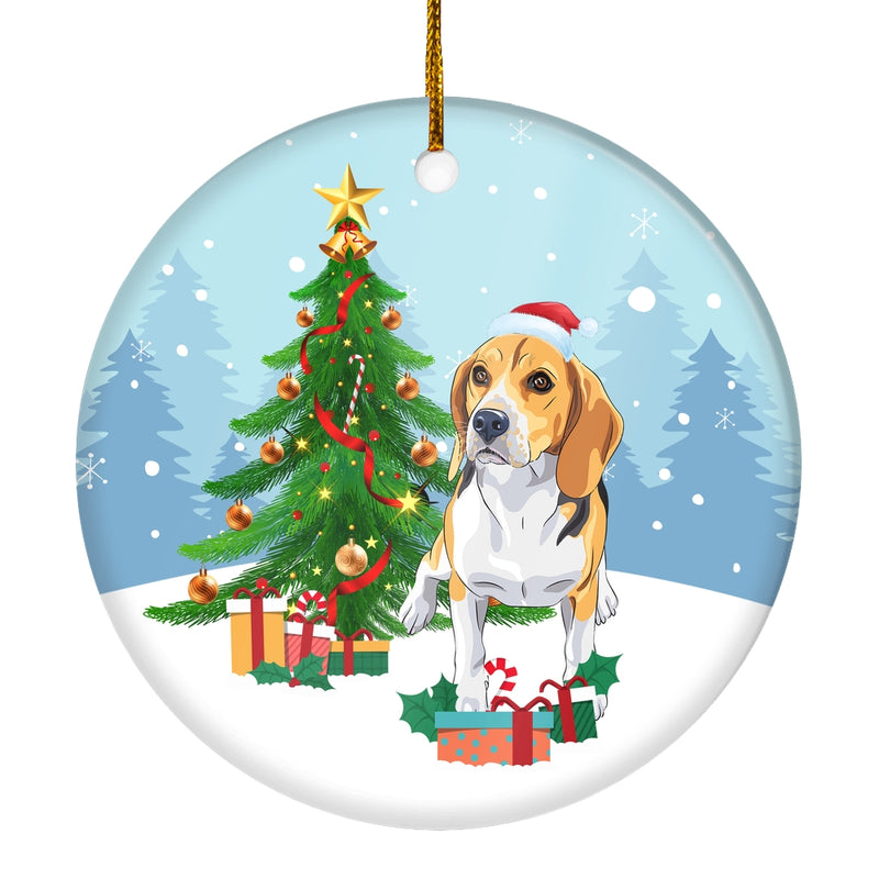 Merry Christmas Tree Beagle Christmas and Dogs Gift for Dog Lovers Christmas Tree Ornament Circle Ornament Mockup 1 800x.jpg