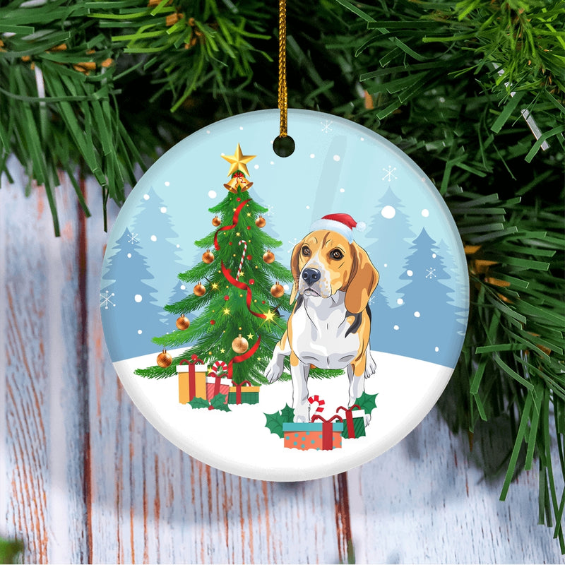 Merry Christmas Tree Beagle Christmas and Dogs Gift for Dog Lovers Christmas Tree Ornament Circle Ornament Mockup 3 800x.jpg