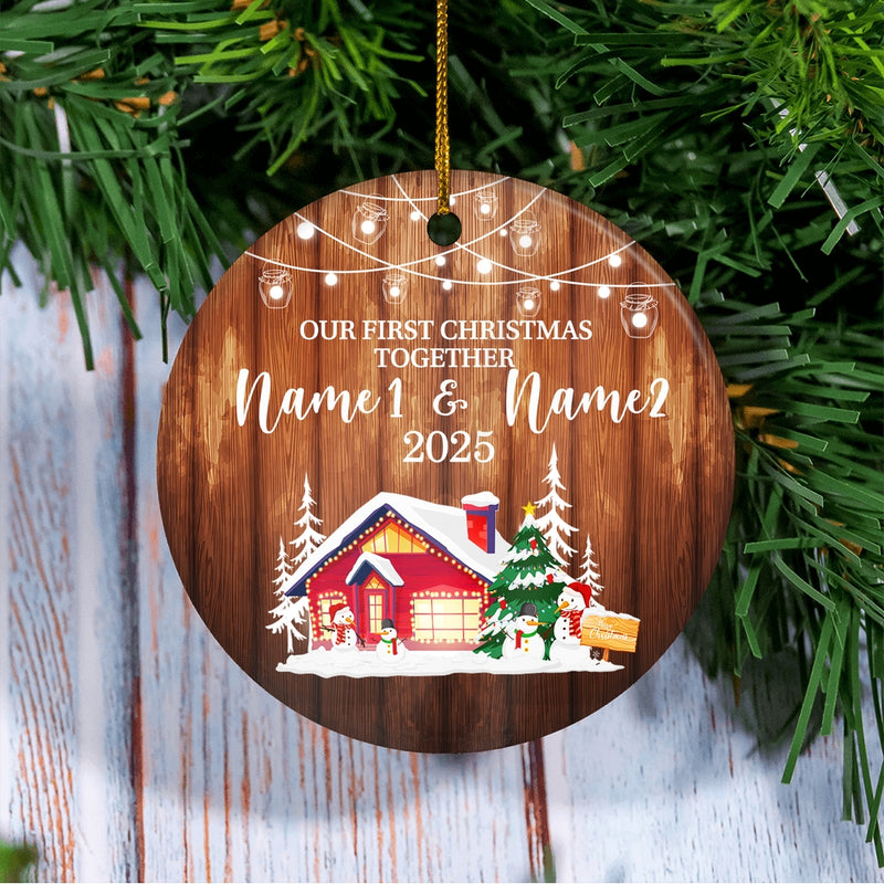 Personalized Custom Name Our First Christmas 2025 Ornament Christmas Snowman New Home for Couples Husband Wife Holiday Customized Christmas Tree Ornament Circle Ornament Mockup 3 800x.jpg