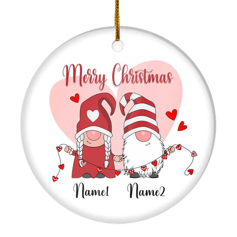 Personalized Gnome Couple Merry Christmas Wedding Our First Christmas Gift Customized Christmas Tree Ornament Circle Ornament Mockup 1 800x.jpg