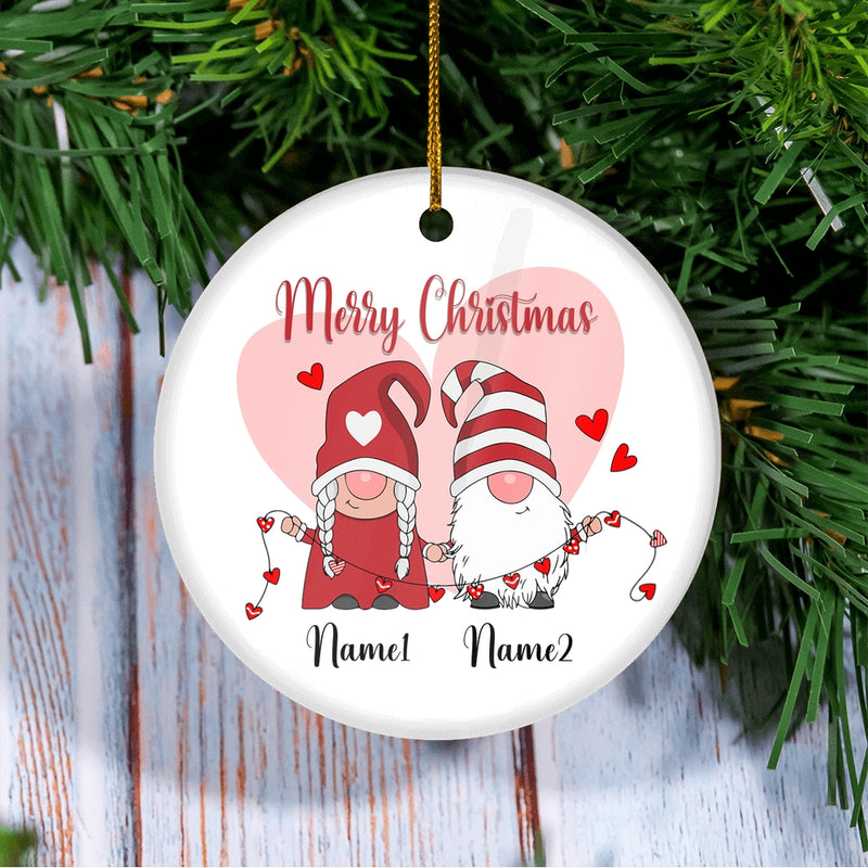 Personalized Gnome Couple Merry Christmas Wedding Our First Christmas Gift Customized Christmas Tree Ornament Circle Ornament Mockup 3 800x.jpg