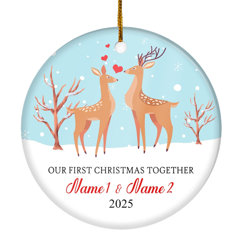 Personalized Our First Christmas Together 2025 Couple Buck and Doe Deer Newlywed Wife Husband Customized Christmas Tree Ornament Circle Ornament Mockup 1 800x.jpg