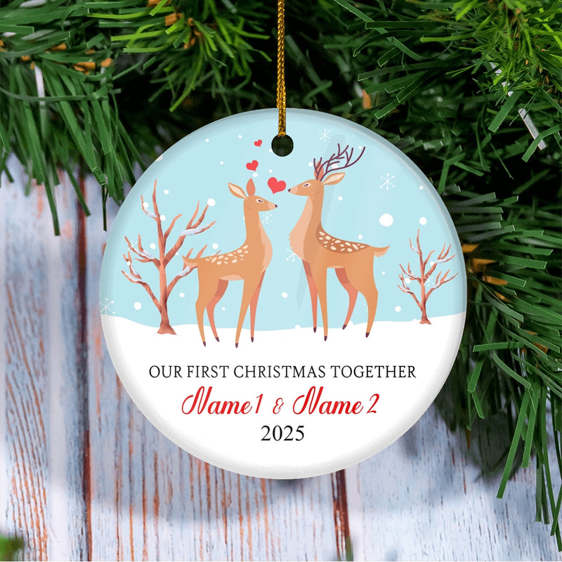 Personalized Our First Christmas Together 2025 Couple Buck and Doe Deer Newlywed Wife Husband Customized Christmas Tree Ornament Circle Ornament Mockup 3 800x.jpg