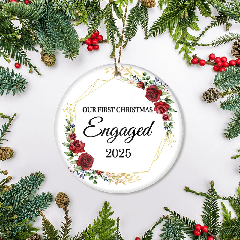Our First Christmas Engaged 2025 Just Married Flower For Wedding Newlywed Couple 12 2025 Christmas Tree Ornament Circle Ornament Mockup 2 800x.jpg