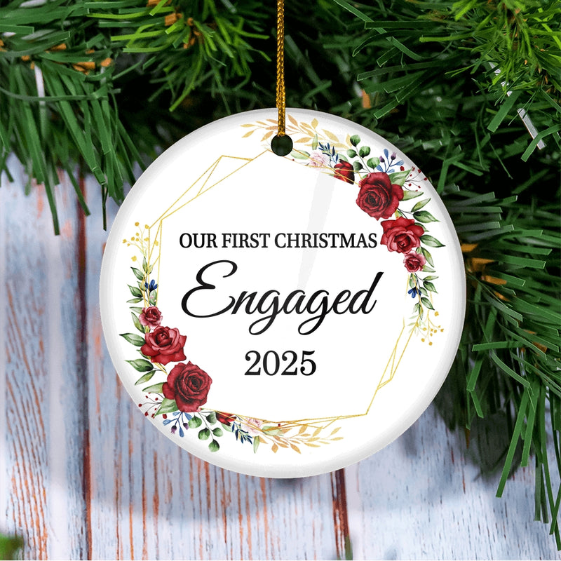 Our First Christmas Engaged 2025 Just Married Flower For Wedding Newlywed Couple 12 2025 Christmas Tree Ornament Circle Ornament Mockup 3 800x.jpg