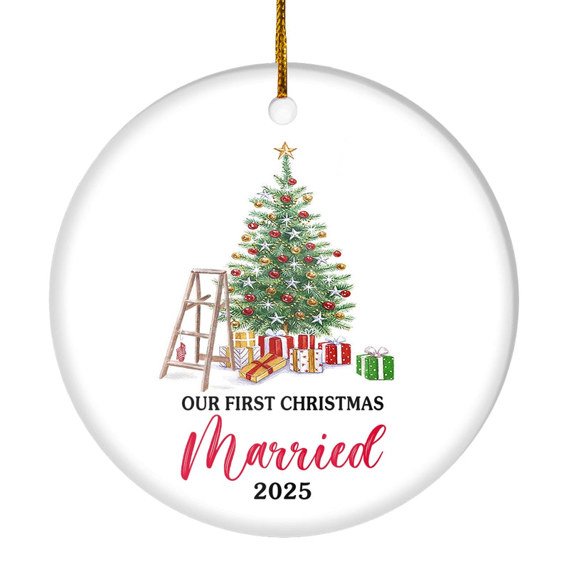Our First Christmas Married Mr And Mrs 2025 Christmas Tree For Wedding Newlywed Couple 2025 Christmas Tree Ornament Circle Ornament Mockup 1 800x.jpg