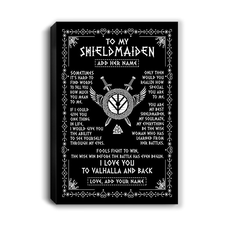 Personalized To My Shieldmaiden Gifts Canvas Viking Valhalla Scandinavian For Girlfriend Wife Birthday Gifts Christmas Wall Decor Art Print Framed Canvas Canvas mockup 1 800x.jpg