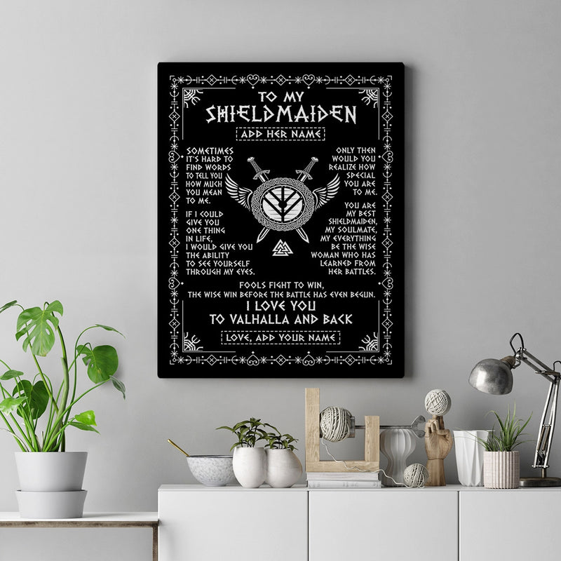 Personalized To My Shieldmaiden Gifts Canvas Viking Valhalla Scandinavian For Girlfriend Wife Birthday Gifts Christmas Wall Decor Art Print Framed Canvas Canvas mockup 2 800x.jpg