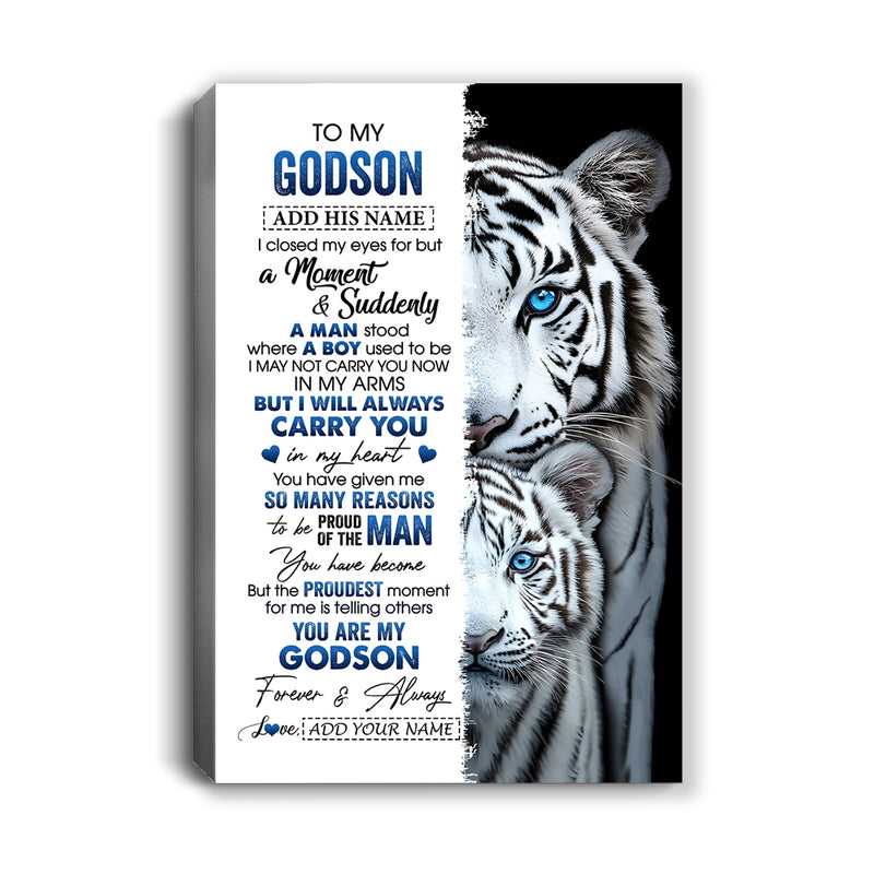Personalized To My Godson Canvas From Godmother Uncle I Close My Eyes White Tiger Godson Birthday Gift Graduation Christmas Custom Art Print Framed Canvas Canvas mockup 1 800x.jpg