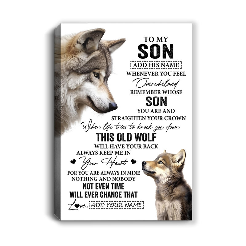 Personalized To My Son Gifts Canvas From Mom Dad Mother Father Whenever Wolf Unique Birthday Gifts For Son Graduation Christmas Custom Wall Art Print Framed Canvas Canvas mockup 1 800x.jpg