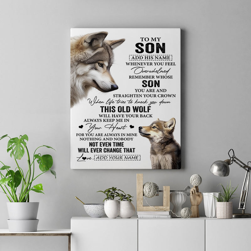 Personalized To My Son Gifts Canvas From Mom Dad Mother Father Whenever Wolf Unique Birthday Gifts For Son Graduation Christmas Custom Wall Art Print Framed Canvas Canvas mockup 2 800x.jpg
