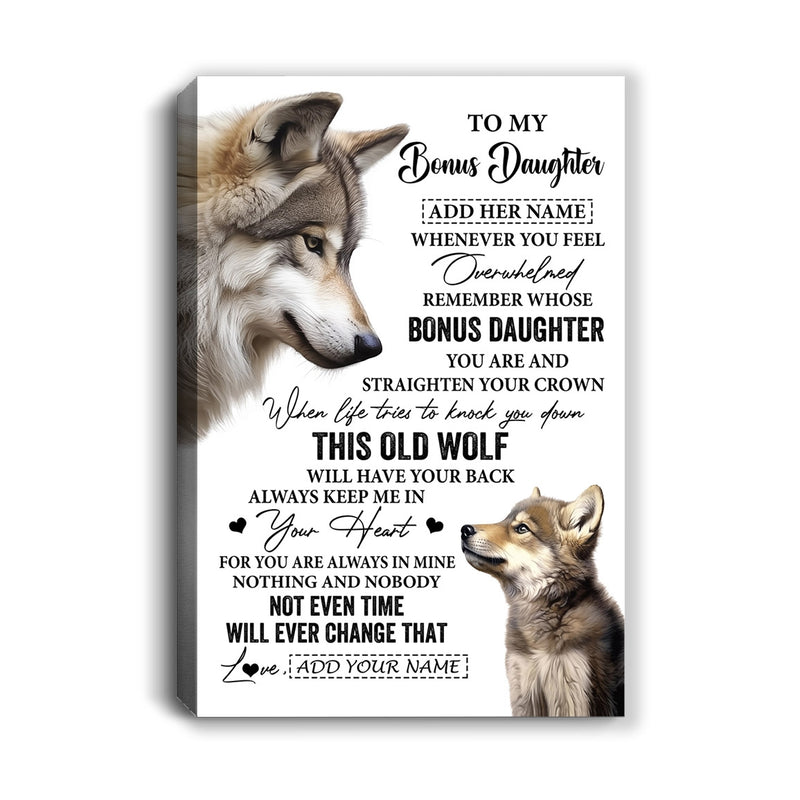 Personalized To My Bonus Daughter Gifts Canvas From Stepmom Whenever Wolf Unique Birthday For Stepdaughter Graduation Christmas Custom Wall Art Print Framed Canvas Canvas mockup 1 800x.jpg