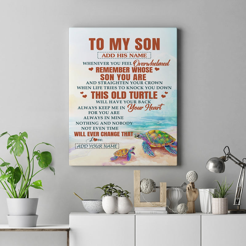 Personalized To My Son Gifts Canvas From Mom Dad Mother Father Whenever Turtle Unique Birthday Gifts For Son Graduation Christmas Custom Wall Art Print Framed Canvas Canvas mockup 2 800x.jpg