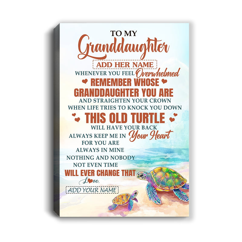 Personalized To My Granddaughter Gifts Canvas From Grandma Whenever Turtle Unique Birthday Gifts For Granddaughter Graduation Christmas Custom Art Print Framed Canvas Canvas mockup 1 800x.jpg