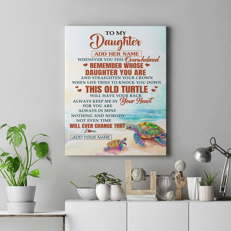 Personalized To My Daughter Gifts Canvas From Mom Dad Whenever Turtle Unique Birthday Gifts For Daughter Graduation Christmas Custom Wall Art Print Framed Canvas Canvas mockup 2 800x.jpg