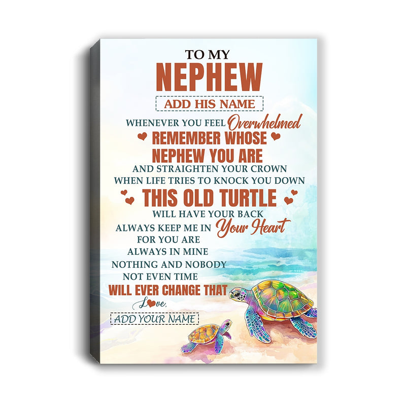 Personalized To My Nephew Gifts Canvas From Aunt Uncle Auntie Whenever Turtle Unique Birthday Gifts For Nephew Graduation Christmas Custom Wall Art Print Framed Canvas Canvas mockup 1 800x.jpg