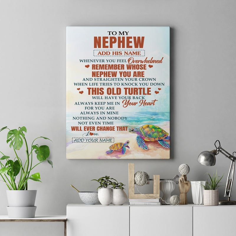 Personalized To My Nephew Gifts Canvas From Aunt Uncle Auntie Whenever Turtle Unique Birthday Gifts For Nephew Graduation Christmas Custom Wall Art Print Framed Canvas Canvas mockup 2 800x.jpg